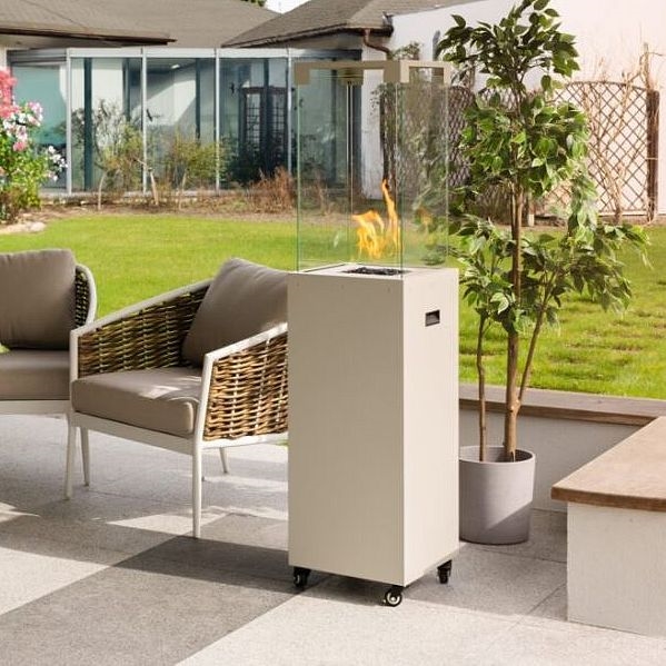 Planika - Вуличний газовий Камін 142x36 см 8kW 1xAAA білий + Захисна кришка