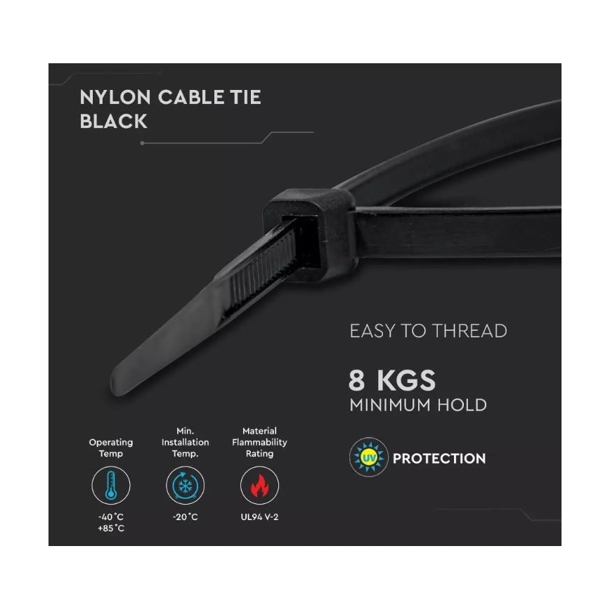 Пластикові кабельні стяжки 2,5x100мм 100шт. чорний