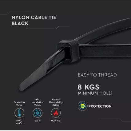 Пластикові кабельні стяжки 2,5x100мм 100шт. чорний