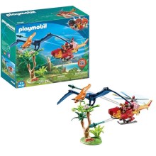 Playmobil - Детский конструктор вертолет и птеродактиль 39 деталей