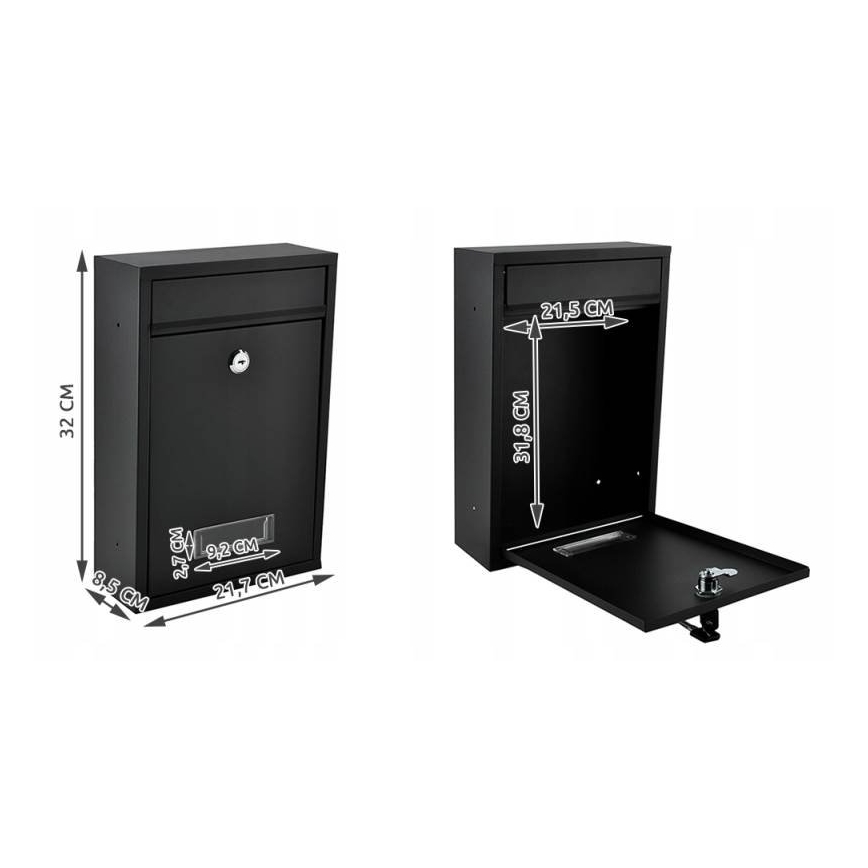 Почтовый ящик 21,7x32 см чёрный