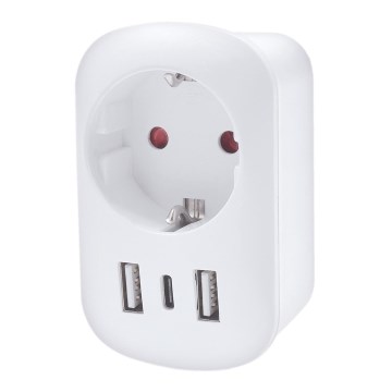Подорожній адаптер для США 230V 2x USB-A + 1x USB-C