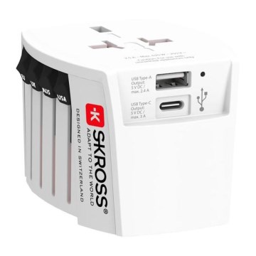 Подорожній адаптер MUV USB AC, USB A+C, 15 Вт