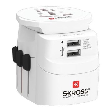 Подорожній адаптер PRO Light USB 2 А - для поїздок по всьому світу, Велика Британія+США+Австралія/Китай, 2x USB-A 12 Вт