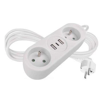 Подовжувач 2 розетки + 2x USB-A + USB-C 1,4 м