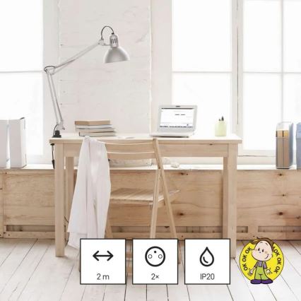 Подовжувач 2 розетки + 2x USB-A + USB-C 1,4 м