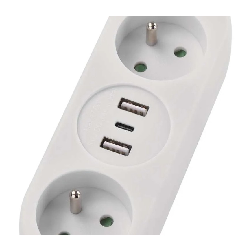 Подовжувач 2 розетки + 2x USB-A + USB-C 1,4 м
