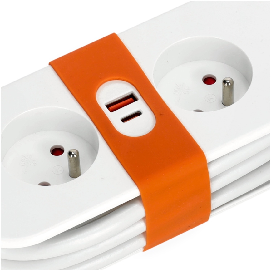 Подовжувач 2 розетки + 2xUSB 1,4 м білий