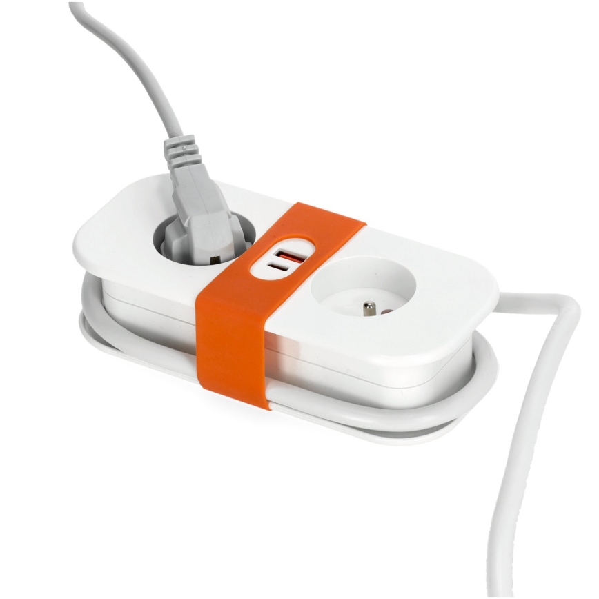 Подовжувач 2 розетки + 2xUSB 1,4 м білий