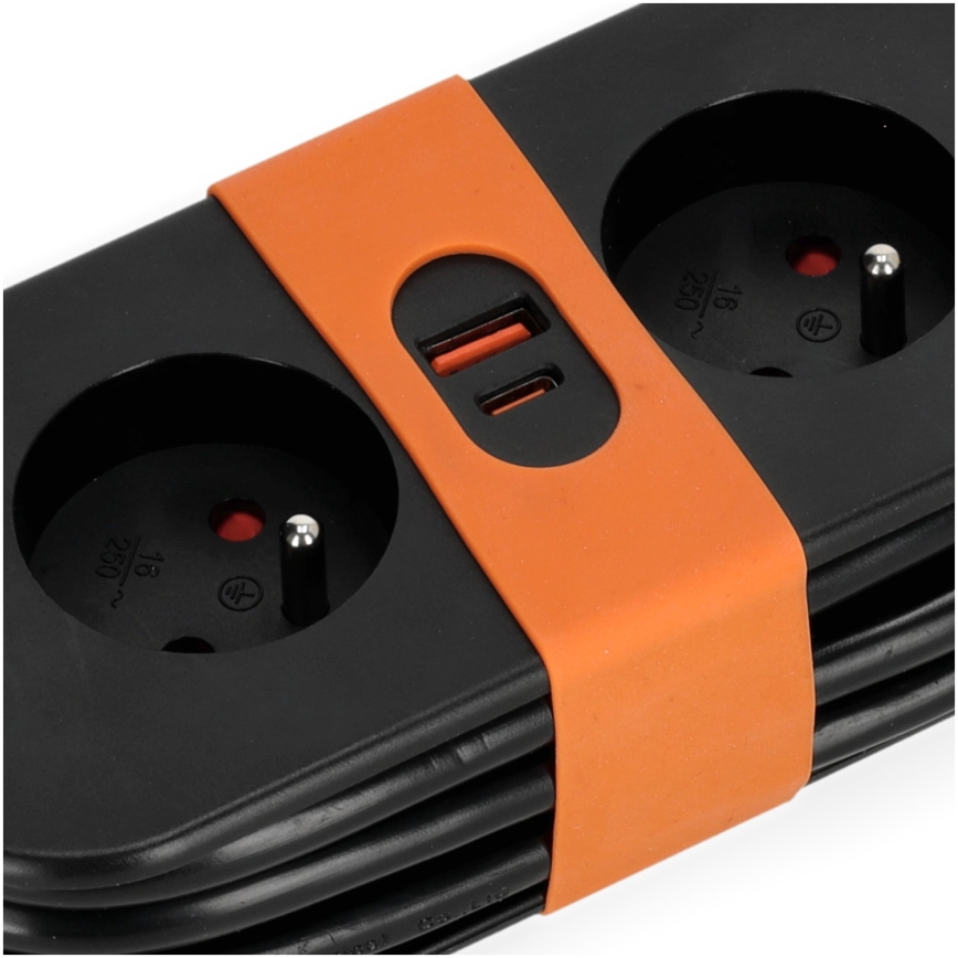 Подовжувач 2 розетки + 2xUSB 1,4 м чорний