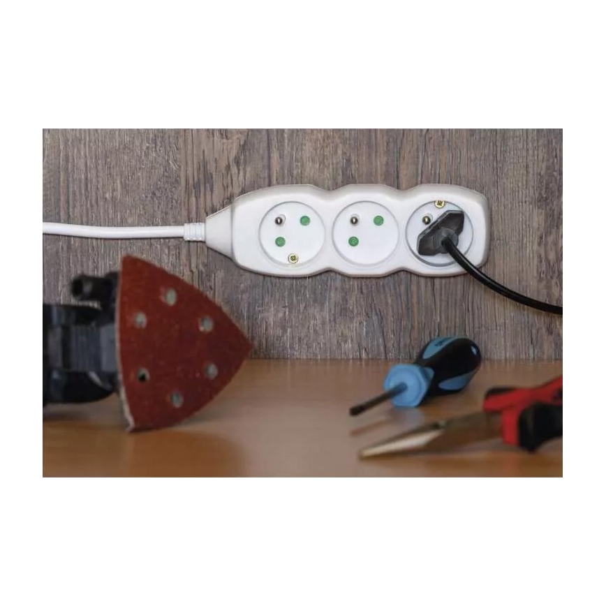 Подовжувач 3 гнізда 10 м білий