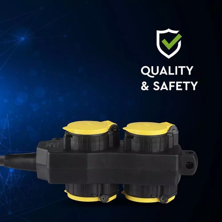 Подовжувач 4 розетки SCHUKO 3м IP44