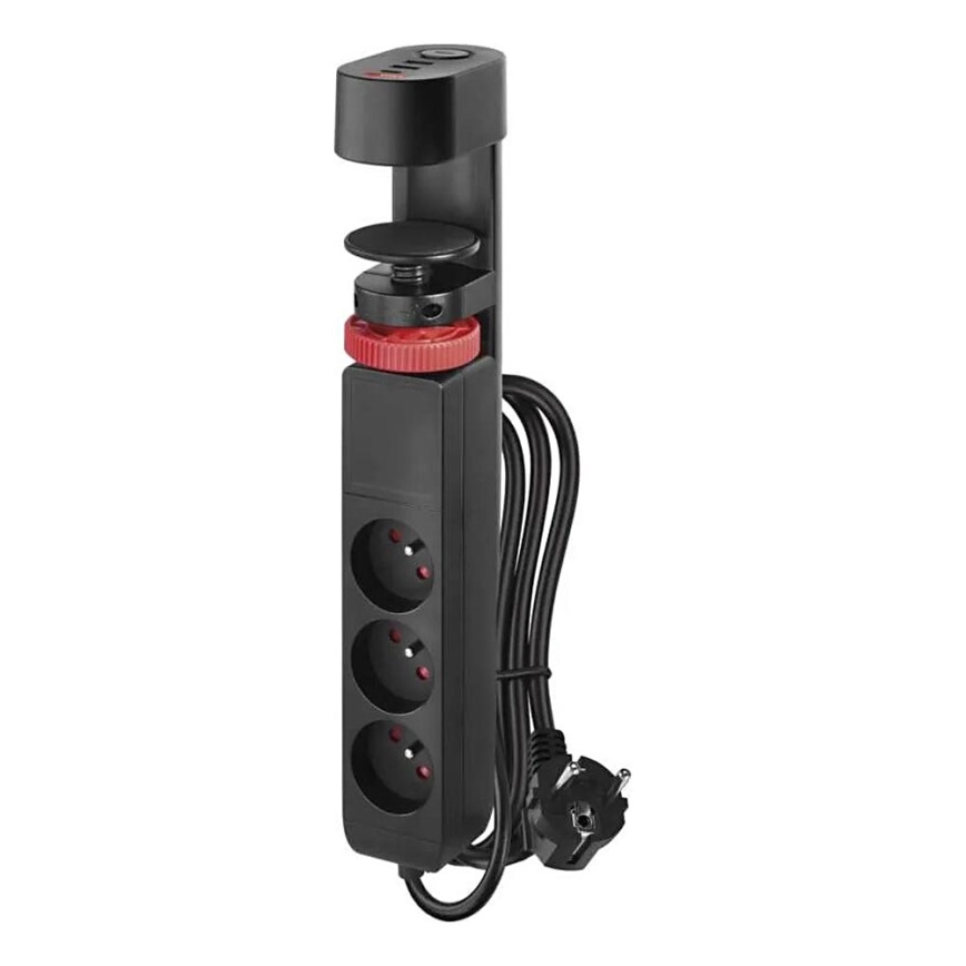Подовжувач з кріпленням до столу 3 розетки + 3xUSB 1,5 м чорний