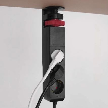 Подовжувач з кріпленням до столу 3 розетки + 3xUSB 1,5 м чорний