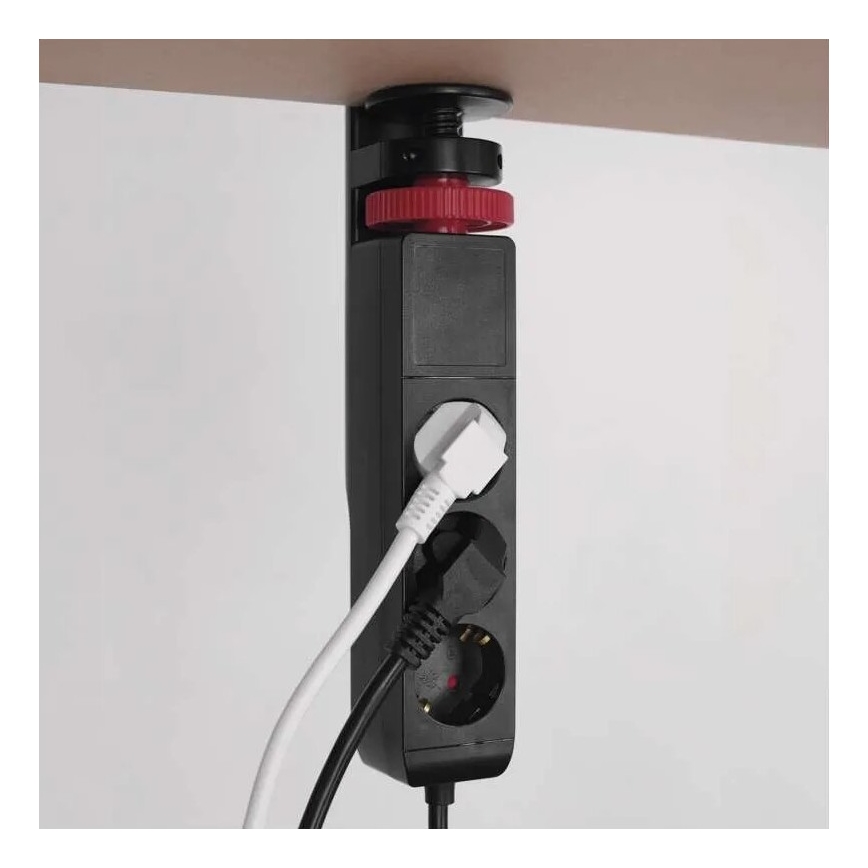 Подовжувач з кріпленням до столу 3 розетки + 3xUSB 1,5 м чорний