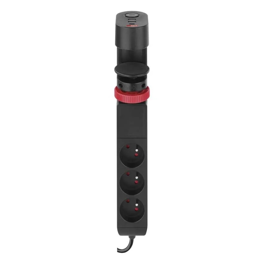 Подовжувач з кріпленням до столу 3 розетки + 3xUSB 1,5 м чорний