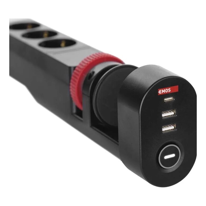 Подовжувач з кріпленням до столу 3 розетки + 3xUSB 1,5 м чорний