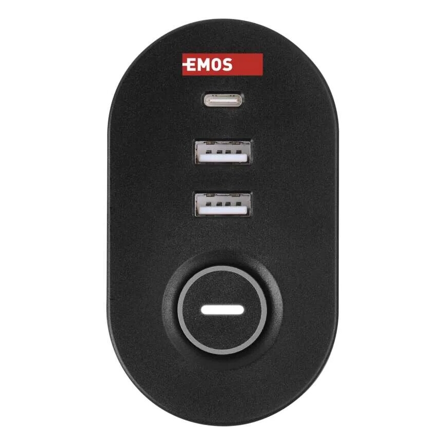 Подовжувач з кріпленням до столу 3 розетки + 3xUSB 1,5 м чорний