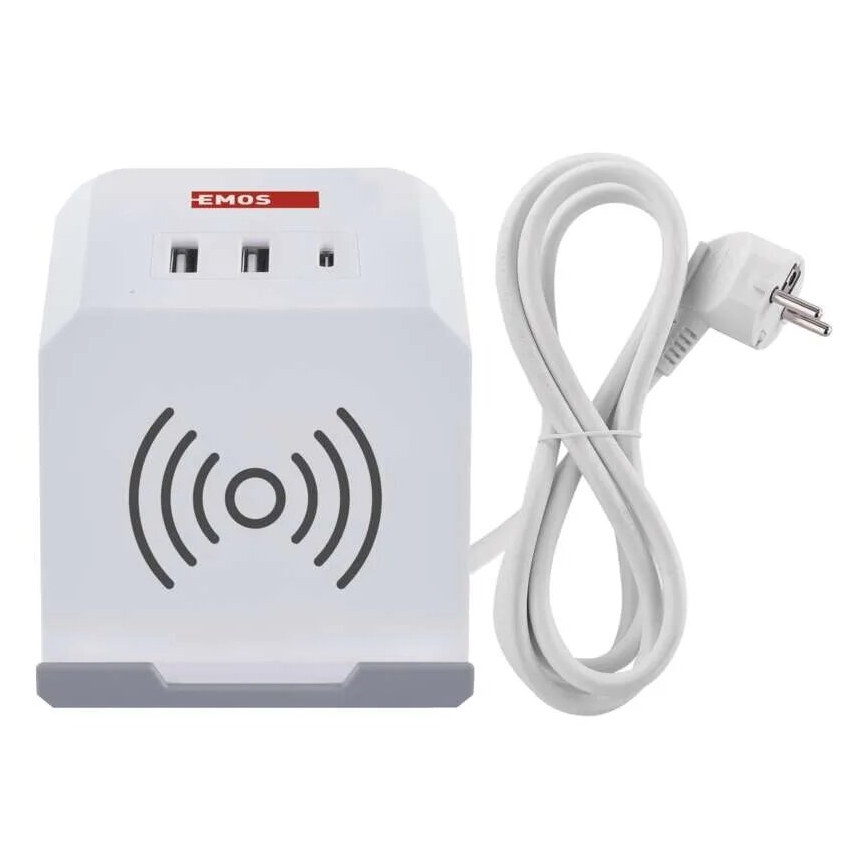 Подовжувач куб з бездротовою зарядкою QI 2Z +2xUSB-A+1xUSB-C 2м білий