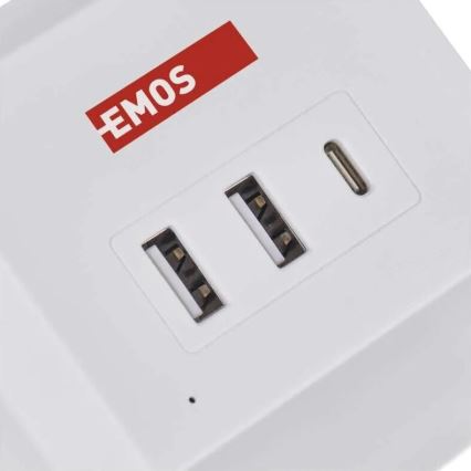 Подовжувач куб з бездротовою зарядкою QI 2Z +2xUSB-A+1xUSB-C 2м білий