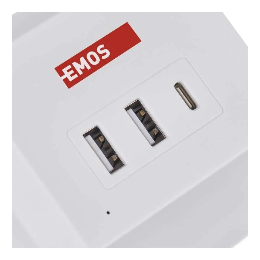 Подовжувач куб з бездротовою зарядкою QI 2Z +2xUSB-A+1xUSB-C 2м білий