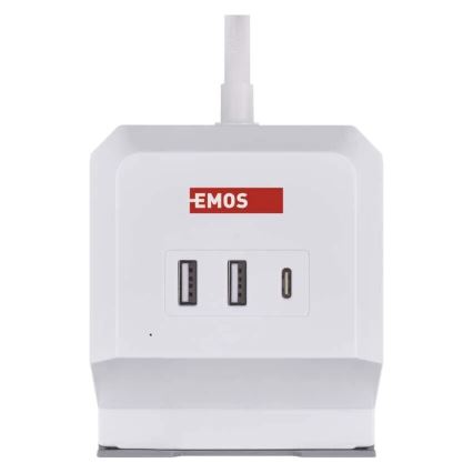 Подовжувач куб з бездротовою зарядкою QI 2Z +2xUSB-A+1xUSB-C 2м білий