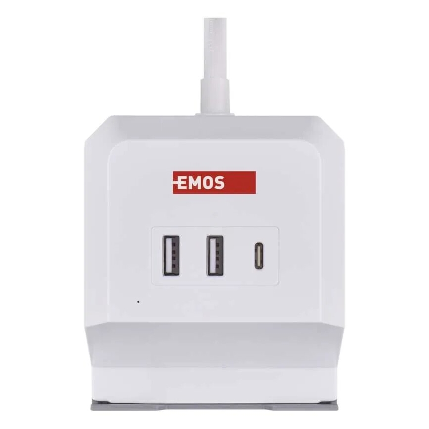 Подовжувач куб з бездротовою зарядкою QI 2Z +2xUSB-A+1xUSB-C 2м білий