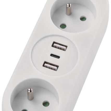 Подовжувач 2 розетки + 2x USB-A + USB-C 1,4 м