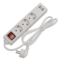 Подовжувач із вимикачем — 3 заземлені розетки + 2× USB-A + 1× USB-C, 1,5 м, SCHUKO, білий