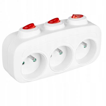 Подовжувач на 3 розетки з вимикачами