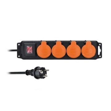 Подовжувач з вимикачем 4 розетки 3м IP44