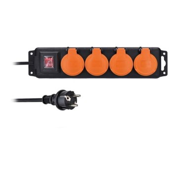 Подовжувач з вимикачем 4 розетки 5м IP44