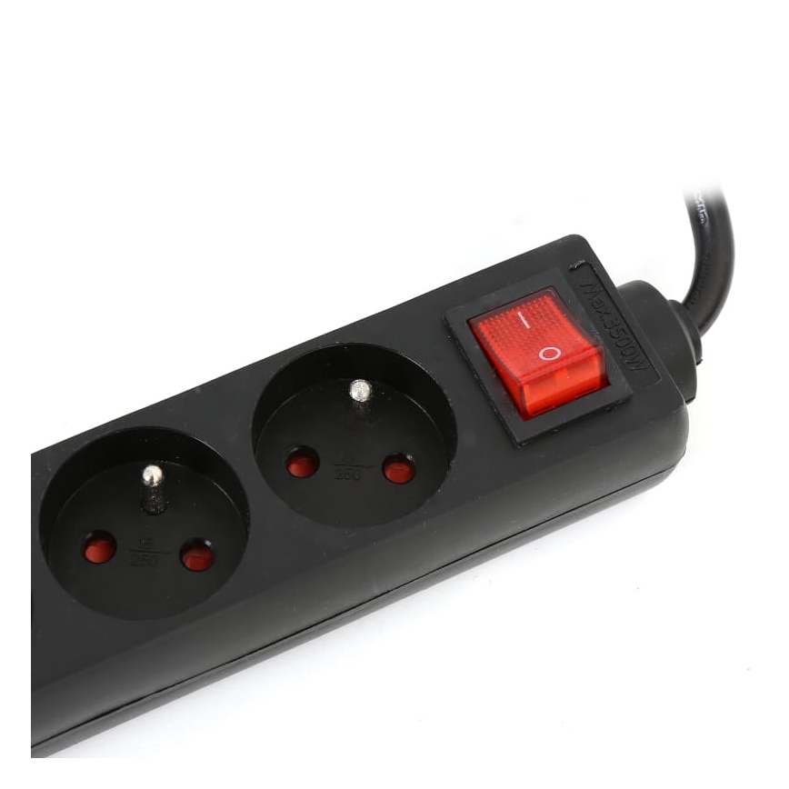 Подовжувач з вимикачем 5 розеток Тип E 1,5м чорний