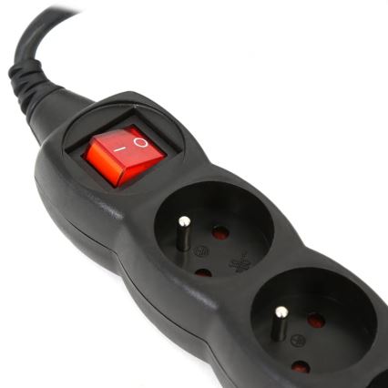 Подовжувач з вимикачем 5 розеток Тип E 3м чорний