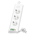 Подовжувач з вимикачем LINEA PRO 3x230V+ 3xUSB-A + 1xUSB-C SCHUKO 1,5 m білий