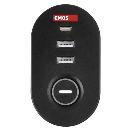Подовжувач з кріпленням до столу 3 розетки + 3xUSB 1,5 м чорний