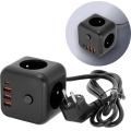 Подовжувач куб з вимикачем LINEA 3x230V + 4xUSB A/C чорний