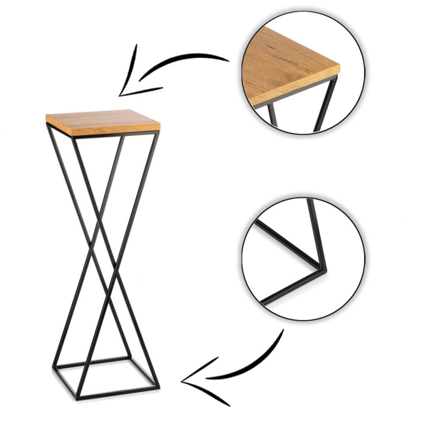 Подставка для цветов 70x24 см черная/коричневая