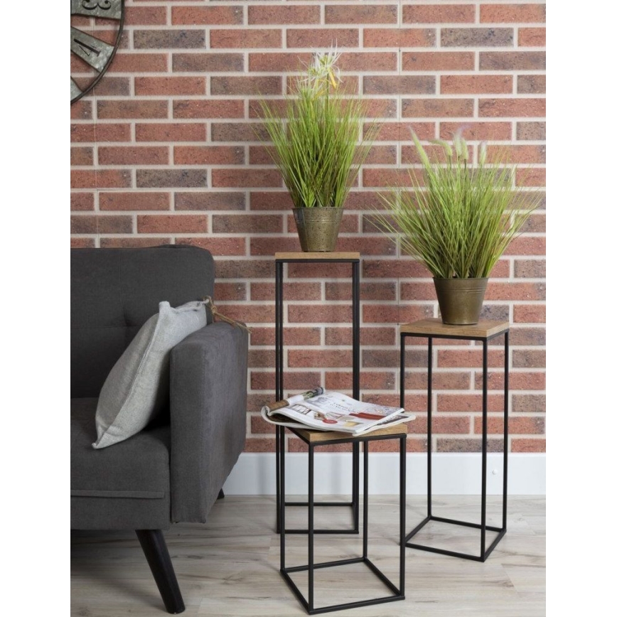 Подставка для цветов BASICLOFT 60x24 черный/коричневый