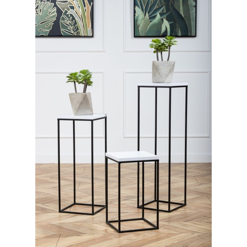 Подставка для цветов BASICLOFT 80x24 черный/белый