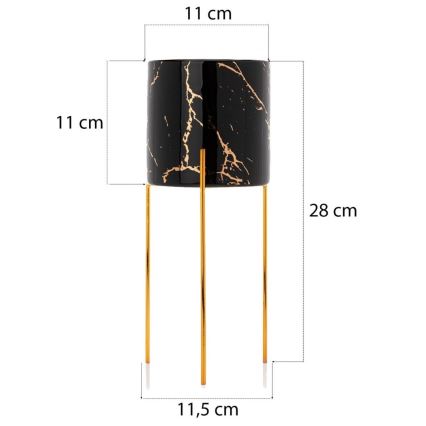 Подставка для цветов NILA 28x11 см черный/золотистый