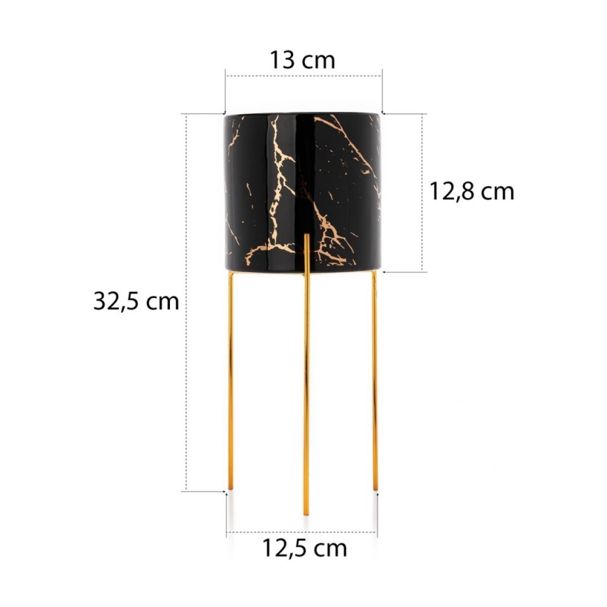 Подставка для цветов NILA 32,5x13 см черная/золотая