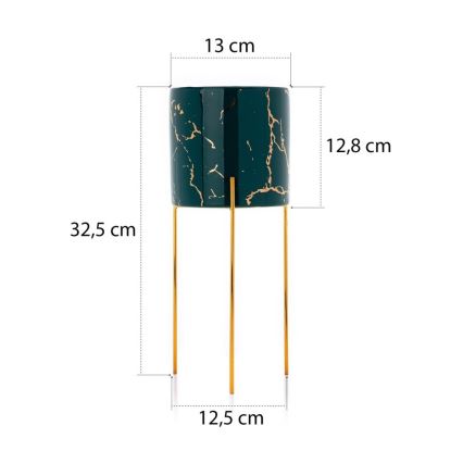 Подставка для цветов NILA 32,5x13 см зеленая/золотая