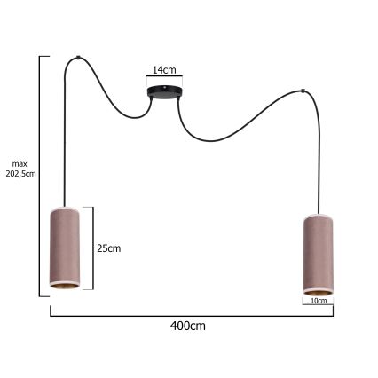 Подвесной светильник на тросе AVALO 2xE27/60W/230V паук розовый/медный