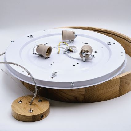 Подвесной светильник на тросе OAK 3xE27/60W/230V дуб Ø 47,5 см