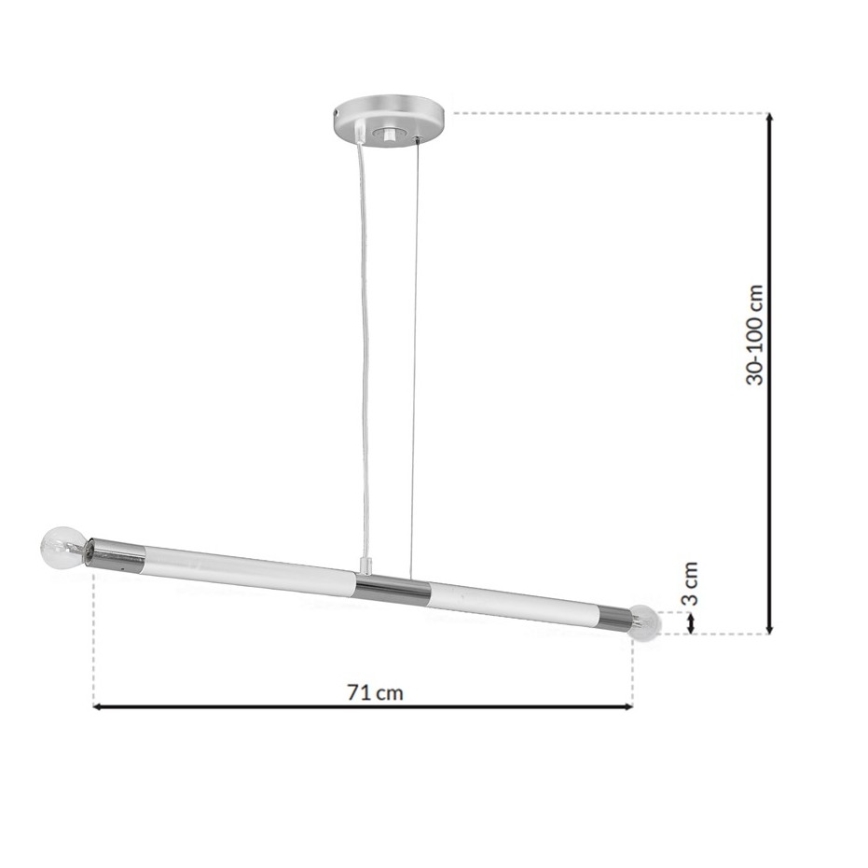 Подвесная лампа BASTONE WHITE 2xE14/40W/230V белая/полированный хром