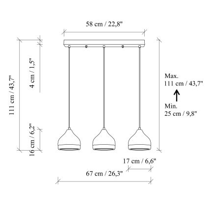 Подвесная лампа YILDO 3xE27/40W/230V белая/золотая