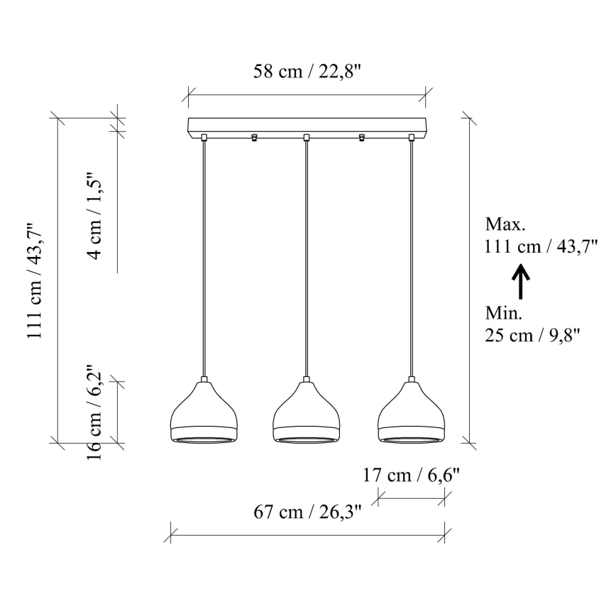 Подвесная лампа YILDO 3xE27/40W/230V белая/золотая