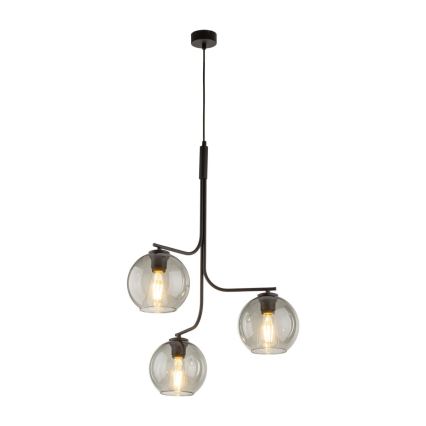 Подвесная LED-люстра на тросе CESAR 3xE27/15W/230V черный/дымчато-серый