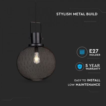Подвесная люстра 1xE27/60W/230V черная